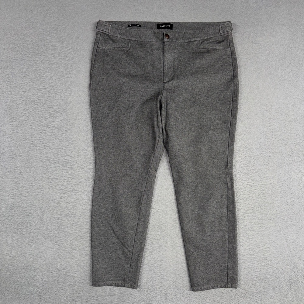 Talbots Pant Womens 16 Gray Slim Leg Ankle Stretch Trousers Workwear Rayon Nylon